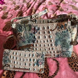 Brahmin Multicolor Croc-Embossed Shoulder Bag with matching wallet.